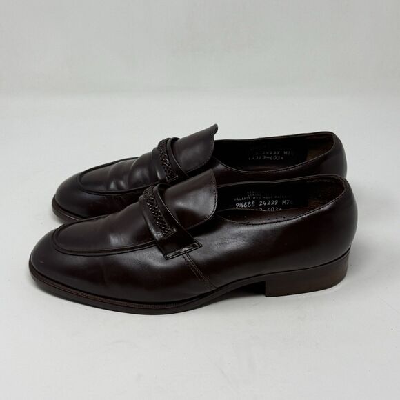 Permasole Loafers Shoes Mens 9.5 EEE Brown Leather Slip On Dress Vintage USA main image 11